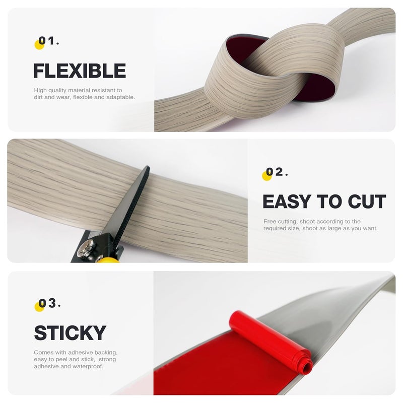 bnell Floor Transition Strip Floor Cover Strips Self Adhesive Flooring Transitions Laminate Floor Strip Vinyl Floor Flat Divider Strip for for Joining Floor Gaps (3.28FT,2in, Ash Wood Grain) - Image 3